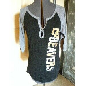 Oregon State Beavers Henley Tee Black/Gray ~M~